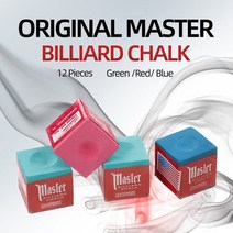 당구초크 초크케이스 당구용품 원래 마스터 당구 분필 오일 건조 풀 큐 Chalk12 조각 스누커 블랙 8 그린 레드 블루, 01 A