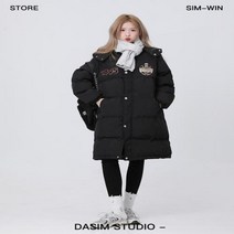 아메리칸 빈티지 뱃지 블랙 롱 패딩