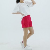 코튼 린넨 4부 캐주얼 반바지 여름 밴딩 여성 마 바지
