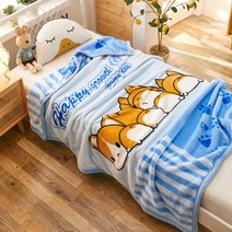 2단 보온 라셸 겨울 두꺼운 덮개 이불 양털담요, C02-015웰시코기 블루, T01-150x200cm(두겹두꺼운 4근