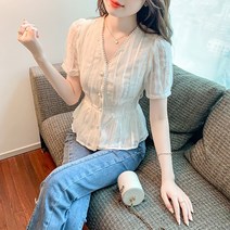 날씬해 보이는 블라우스 반팔 조거 아이버리아 A31 S565G463