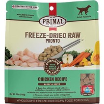 강아지 프리말 펫푸드 Primal 동결건조 급히 치킨 25온스 완전한 균형 잡힌 스쿠프 서빙 건강한 곡물 생 공예