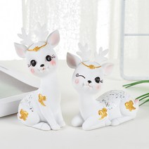 Sangiacca 길을 따라 LU Auto Central Console Decoration High -End Creative Car Little Fairy Deer 여신 모터 내부, Little Xianlu (흰색 쌍), 2개