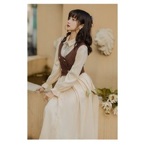 개화기 경성 스타일 사진 광고촬영 원피스 프렌치 빈티지 여 춘추 이너 베스트 스커트 투피스 서양풍 감령 학원풍