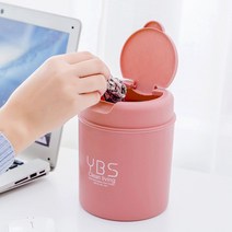 깔끔한 덮개형 미니 휴지통(핑크) 쓰레기통 페달휴지통 미니휴지통 화장실휴지통 사각휴지통 인테리어휴지통