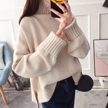 마더라이크 여성 루즈핏 니트티 9075 44~77 캐주얼 폴라티 상의