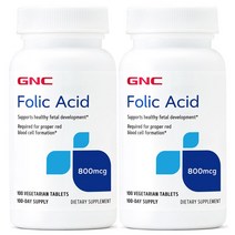 GNC 지앤시 2개세트 Folic Acid 엽산 800MG 100정, 2개