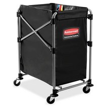 [관부가세포함] Rubbermaid 상업용 접이식 세탁 카트 스틸 150L 61 x 50 61cm 블랙502012, 4 Bushel, X-Cart
