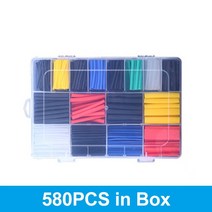 골프손목보호대 골프아대 교정기 127-800pcs 수축튜브 열 수축 튜브 내열성 포장 키트 전기 연결 와이어 케이블 절연 슬리브 heat shrink tube, 06 580pcs in Box