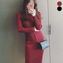 날씬해보이는 니트 롱원피스 타이트한 핏 골지 원피스 니트원피스 롱원피스 프릴원피스 미디원피스