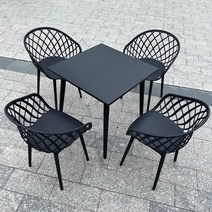 야외테이블 세트 카페 라탄 철제 발코니테이블 테라스 베란다 티테이블 원형 라운지 정원테이블, 의자4개+테이퍼발이있는70cm탄소강사각테이블
