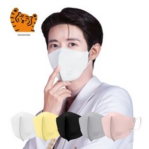 숨그림X네고왕 무직타이거 뚱랑이 KF94 새부리형 마스크 대형와이드 25매+25매, 블랙, 핑크