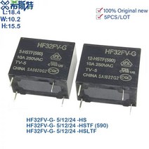 5 개/pcs HF32FV-G -5 12 24-HSTF HSLTF HS DC5V 5V 12V 24V 릴레이 4Pin 10A 16A 100%, HF32FV-G-12-HSLTF