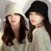 주디앤 여성 폼폼 퀄팅 버킷햇 벙거지 모자 2종 세트