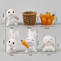 6 개/대 사랑스러운 토끼 모델 만화 동물 입상 인형 집 미니어처 요정 정원 장식 수지 주조 금형 필러, 6PCS