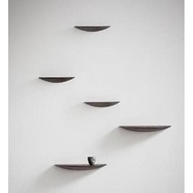 반타원형 원목 벽선반 인테리어 벽걸이 선반 나무 다용도 수납 무지주 벽걸이선반 수납선반모던, 전체 세트(검은 색)