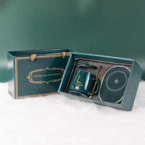 컵 히터 커피 머그잔 타이머 난방 코스터 스마트 온도 조절 패드 핫 플레이트 우유 따뜻하게, 01 green set_02 EU