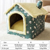 접이식 고양이 침대 애완견 집 겨울 빌라 수면 개집 이동식 따뜻한 둥지 동봉 텐트 동굴 소파 애완 동물 용품 cama gato, Green+L