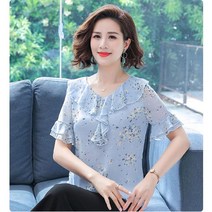 스피알 여성 엄마옷 쉬폰 프릴넥 퍼프 소매 빅사이즈