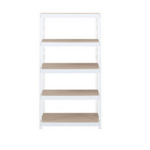 스피드랙 브이 2 스탠드 선반 5단 800 x 500 x 1800 mm, 화이트(프레임) + 우드 화이트(선반)