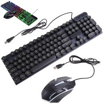 레트로타자기 키보드 앤틱 빈티지소품 Usb led 백라이트 기계식 라운드 키 캡 펑크, bk