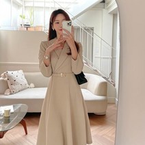 악녀일기 숄카라 플레어 롱 원피스 55 77 벨트set