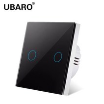 UBARO EU UK 표준 크리스탈 강화 유리 벽 패널 라이트 터치 스위치 Led 1, ZS-BW002Y