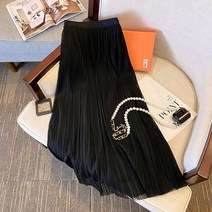 채윤러브 여성 플리츠 허리밴딩 A라인 롱 스커트