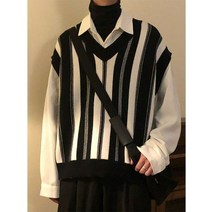 남성 빈티지 스웨터 니트 패션 의류 가 빈티지 스트라이프 조끼 미국 특대 민소매 니트 셔츠 남성 여성 우아한 넥 스웨터 풀오버