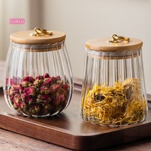 유리 차통 보관함 다기 대나무뚜껑 찻잎 보관통 Esyuse 증정, 옵션A