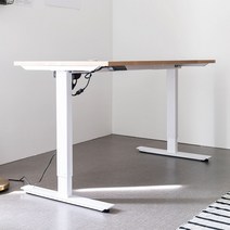 아씨방가구 심플 USB 전동식 높이조절책상 140cm, USB 높이조절 책상 그레이