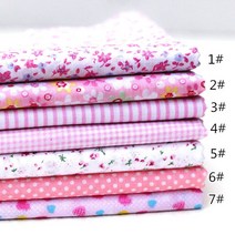 다채로운 코튼 원단 천 바느질 패치 워크 7 개 25x25cm 모듬 사전 컷 지방 분기 번들 DIY 수제 공예 재료 린넨코튼원단, 12 분홍색