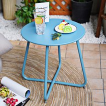 홈카페 테라스 티테이블 에리 철예변 북유럽 거실 작은 미니 원형 소파 모서리 베란다 테이, 01 레이크 블루 [지름과 높이가 45CM]