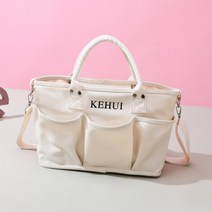 캔버스 방수 기저귀가방 숄더백 AA 001, 블랙_봉제곰 포함