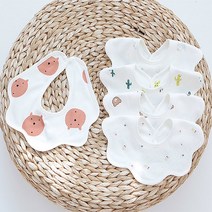 영유아 무형광 아기 턱받이 순면 신생아 턱받이 침받이, 달빛곰