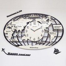 [너스에르벽걸이led시계] 마리데코 세계 여행 지도 벽시계
