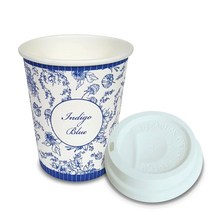 하늘눈플러스 공컵 인디고블루 일회용컵 10온스(300ml) + 뚜껑 100개 세트 종이컵, 100set