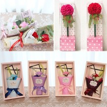 영원365 카네이션용돈박스 꽃다발 LED무드등 카네이션브로치 카네이션볼펜 가정의달선물, Y70-1 비누카네이션 꽃다발 2종랜덤