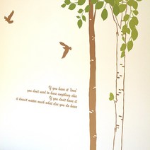 시트컷팅 리무버블스티커제작 유리스티커 인테리어벽 S445 스윗가든 (나무2그루) (완제품C), 라.그레이（나무）＋화이트