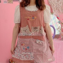 데코나인 원피스 고양이 어린이집 유치원교사 선생님앞치마, A-1.캣츠앞치마-레드