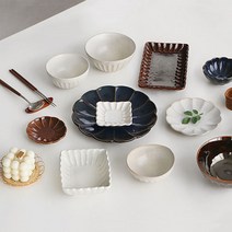 시노기 플라워 빈티지 접시 4style 카페 예쁜 플레이팅 접시 앞접시 원형 디저트 파스타 플레이트 직사각 피쉬 생선 접시 수입 일본 그릇, 직사각 볼-대 (내추럴)