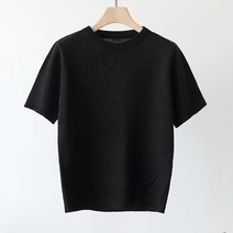 제니트 여성 기본핏 라운드넥 꽈배기 베이직 반팔 니트 로핏반팔