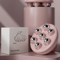 럭키줌마 마사지볼 지압볼 회전 안마 스틸 마사지롤러, 마그네틱, 핑크