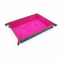 반달트레이 자개쟁반 투명 가죽 플로팅 트레이 1pc 사각형 스토리지 pu 벨벳 접는 주사위 테이블 게임 키 지갑 동전 주최자 잡화 서빙, 장미