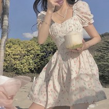 Pds Soulmate 해변 소녀 남 프랑스 휴일 달콤한 시폰 드레스 Backless 레이스 업 스커트 꽃 스커트