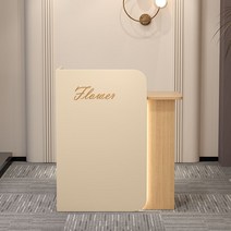 포스기테이블 옷가게 미니 소형 스탠딩 계산대 테이블, 아몬드+우드색 80x45x95cm
