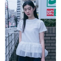 오헤시오 OHESHIO frill lace layered sleeveless top white
