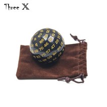 보드 게임 주사위 100면 다면체 주사위 d100 단일 솔리드 블랙 컬러 49mm dnd와 같은 rpg 테이블 탑 게임용 벨벳 보관 가방 포함, 노랑