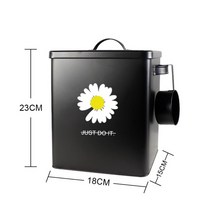 고양이 강아지 반려동물 사료 모이 보관통 쌀통 철제 보관함 밀폐용기 2 3 5 10 kg, 하단 선택옵션참조ml, 미디엄 사이즈 데이지 - 스푼 포함