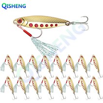 [QISHENG] 메탈지그 CS-MP 17개입 세트 산천어 송어 갈치 삼치 농어 광어 우럭 배스 쏘가리 방파제 선상낚시, 골드, CS-MP7.5g